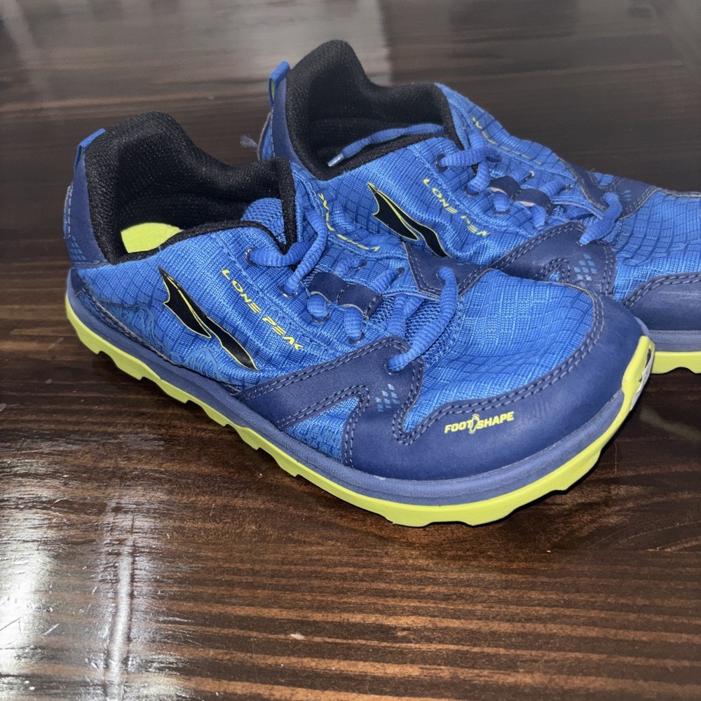 Altra Lone Peak Blue Green Low Top Running Sneaker kid's Athletic Shoes 3 US